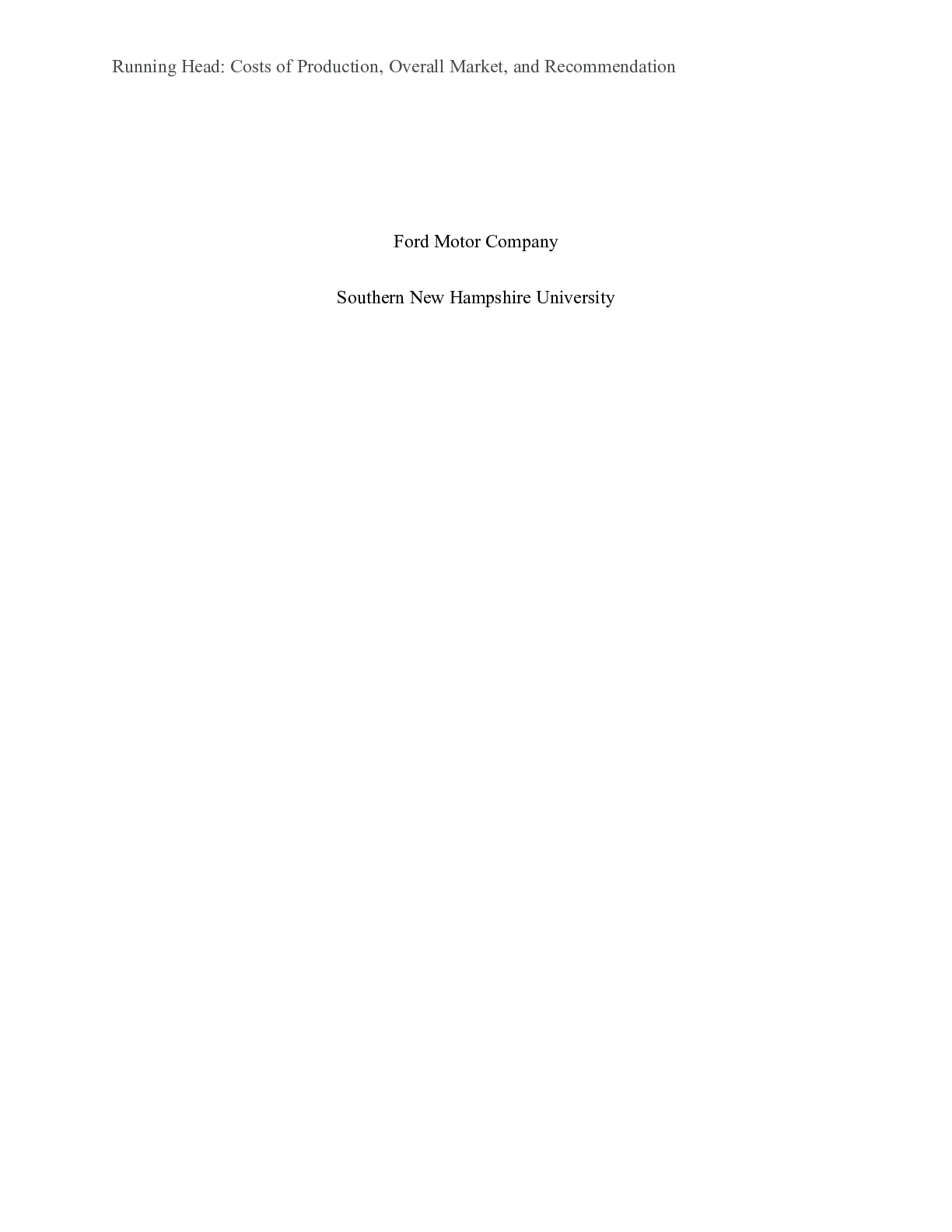 Preview image for Ford project module 5.docx    Ford Motor Company  Southern New Hampshire University  Costs